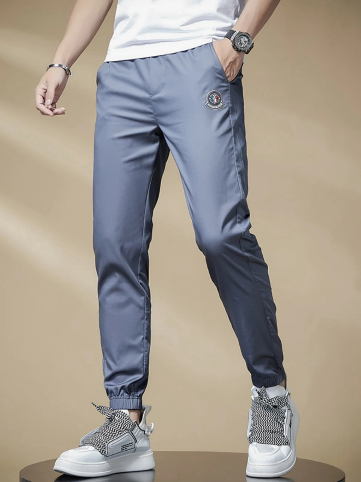 Men's Nine-Foot Casual Pants Summer Thin Ice Silk Sports Long Trousers Cuffed Slim Fit Youthful Sle Cotton Blend Trousers
Men's Nine-Foot Casual Pants Summer Thin Ice Silk Sports Long Trousers Cuffed Slim Fit Youthful Sle Cotton Blend Trousers