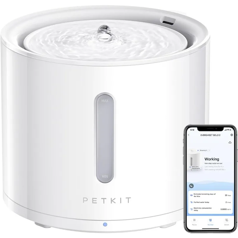 PETKIT EVERSWEET Solo 2 Cat Water Fountain Ultra Quiet with Pump 70oz/2L Pet Water Dispenser for Cats And Dogs with App Control
PETKIT EVERSWEET Solo 2 Cat Water Fountain Ultra Quiet with Pump 70oz/2L Pet Water Dispenser for Cats And Dogs with App Control
