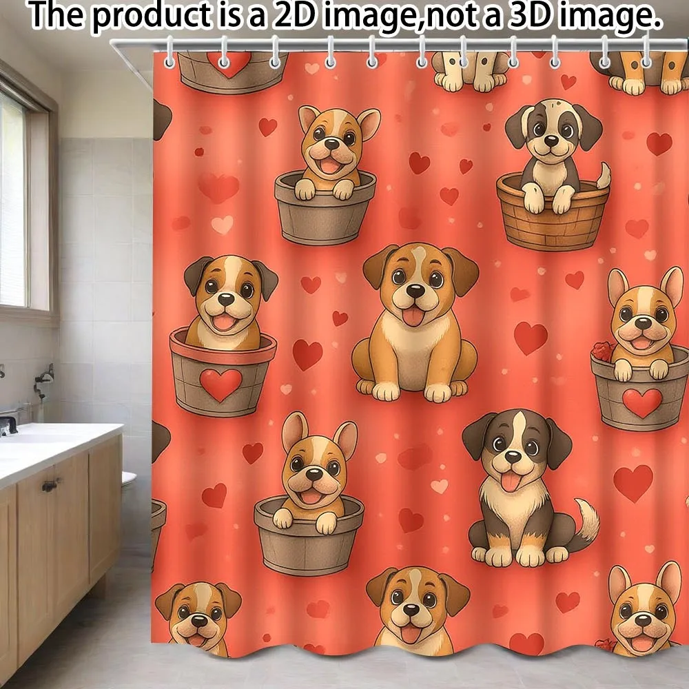 Cute Cartoon Puppy Shower Curtain Dogs in Buckets with Hearts Kawaii Pet Pattern Pink Bathroom Decor Waterproof Polyester Fabric
Cute Cartoon Puppy Shower Curtain Dogs in Buckets with Hearts Kawaii Pet Pattern Pink Bathroom Decor Waterproof Polyester Fabric