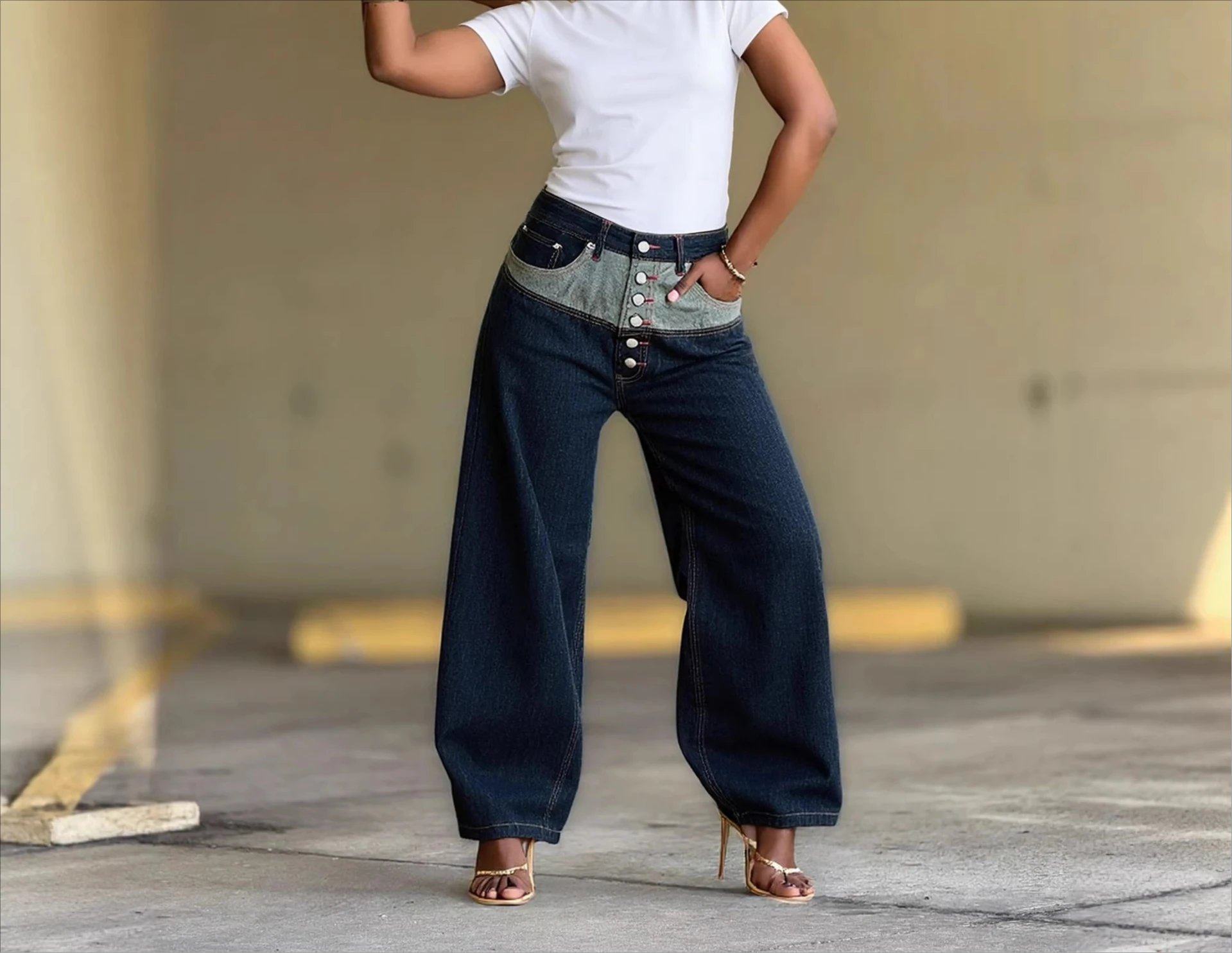 2026 New Casual Fashion Long-breasted Color Block Splicing Red-edged Jeans
2026 New Casual Fashion Long-breasted Color Block Splicing Red-edged Jeans