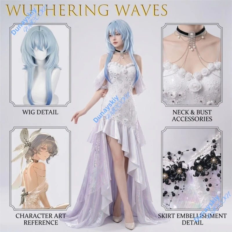 Wuthering Waves Shorekeeper Cosplay Costume Music Moment Series Blue White Dress With Veil Butterfly Accessories Anime Game Role
Wuthering Waves Shorekeeper Cosplay Costume Music Moment Series Blue White Dress With Veil Butterfly Accessories Anime Game Role