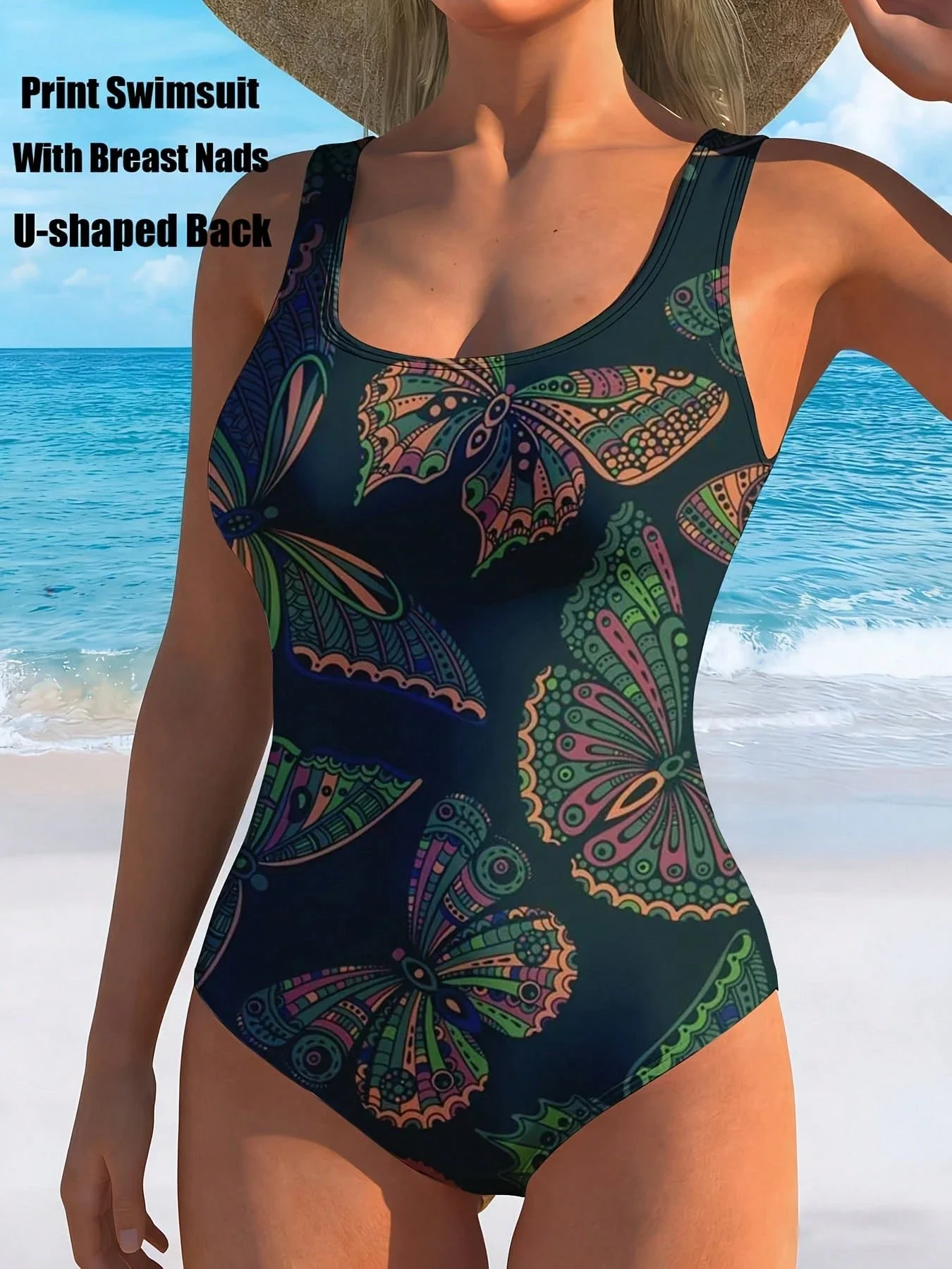 Print Swimsuit With Breast Nads U Shaped Back One Piece Swimwear Colorful Butterfly Pattern
Print Swimsuit With Breast Nads U Shaped Back One Piece Swimwear Colorful Butterfly Pattern