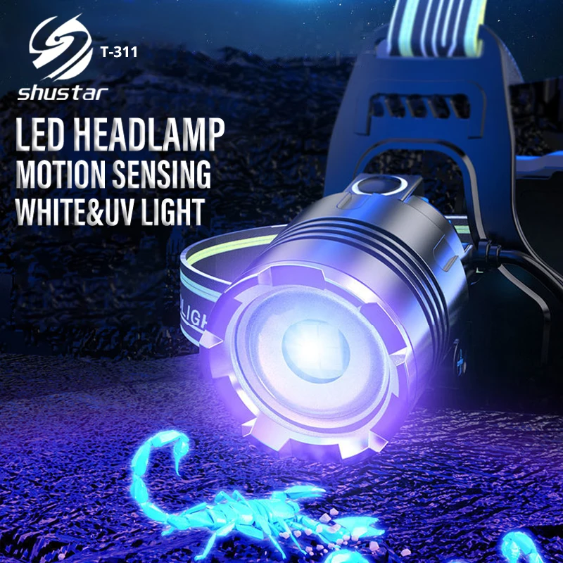 USB Rechargeable LED Headlamp Dual Light Source White + UV Outdoor Headlight Motion Sensor Camping Lantern Waterproof Zoom Light
USB Rechargeable LED Headlamp Dual Light Source White + UV Outdoor Headlight Motion Sensor Camping Lantern Waterproof Zoom Light