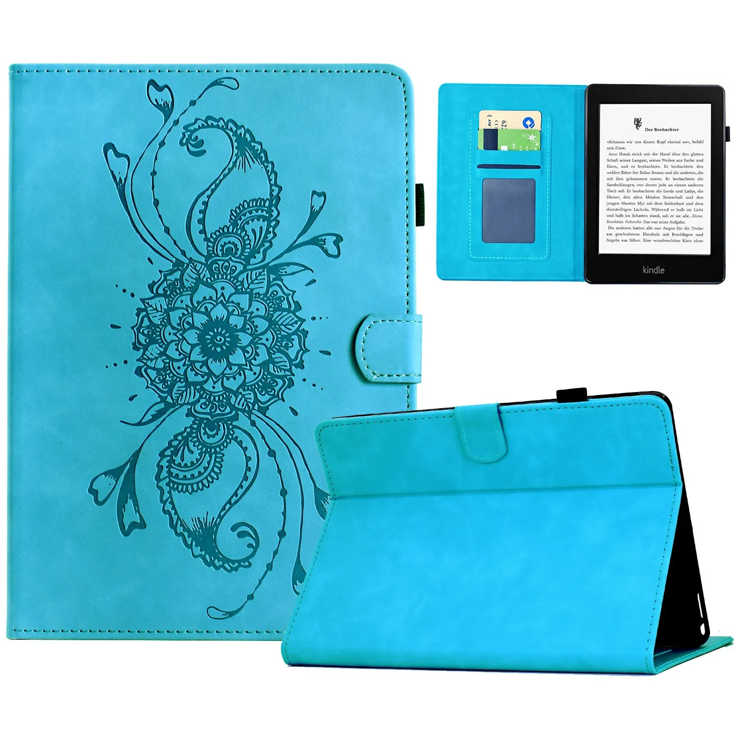 For Amazon Kindle Paperwhite 5 (2021) Case Mandala Imprinted Leather Tablet Cover with Card Slots - Sky Blue
For Amazon Kindle Paperwhite 5 (2021) Case Mandala Imprinted Leather Tablet Cover with Card Slots - Sky Blue