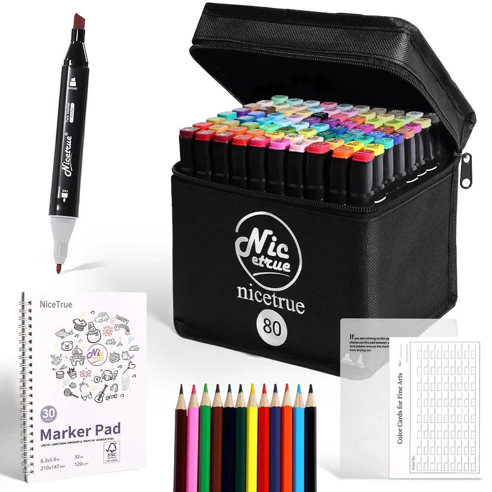 Nicetrue 80 Colors Double-Sided Alcohol-based Adult Coloring Art Marker Mindful Coloring Marker for Adult Colorers Markers Set
Nicetrue 80 Colors Double-Sided Alcohol-based Adult Coloring Art Marker Mindful Coloring Marker for Adult Colorers Markers Set
