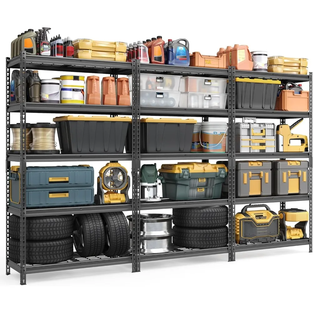 5-Tier Storage Shelves Set of 3, Heavy-Duty Garage Shelving, Adjustable Shelving Unit, Steel Shelf, Shelfs
5-Tier Storage Shelves Set of 3, Heavy-Duty Garage Shelving, Adjustable Shelving Unit, Steel Shelf, Shelfs
