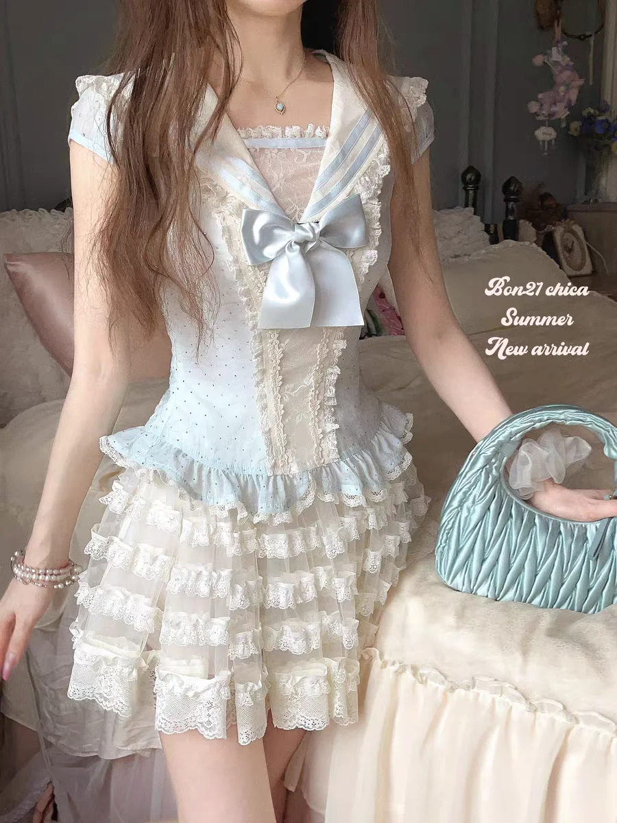 Princess sweet lolita shirt bobon21 Idol sailor sparkling diamond navy style bow chiffon shirt T2409
Princess sweet lolita shirt bobon21 Idol sailor sparkling diamond navy style bow chiffon shirt T2409