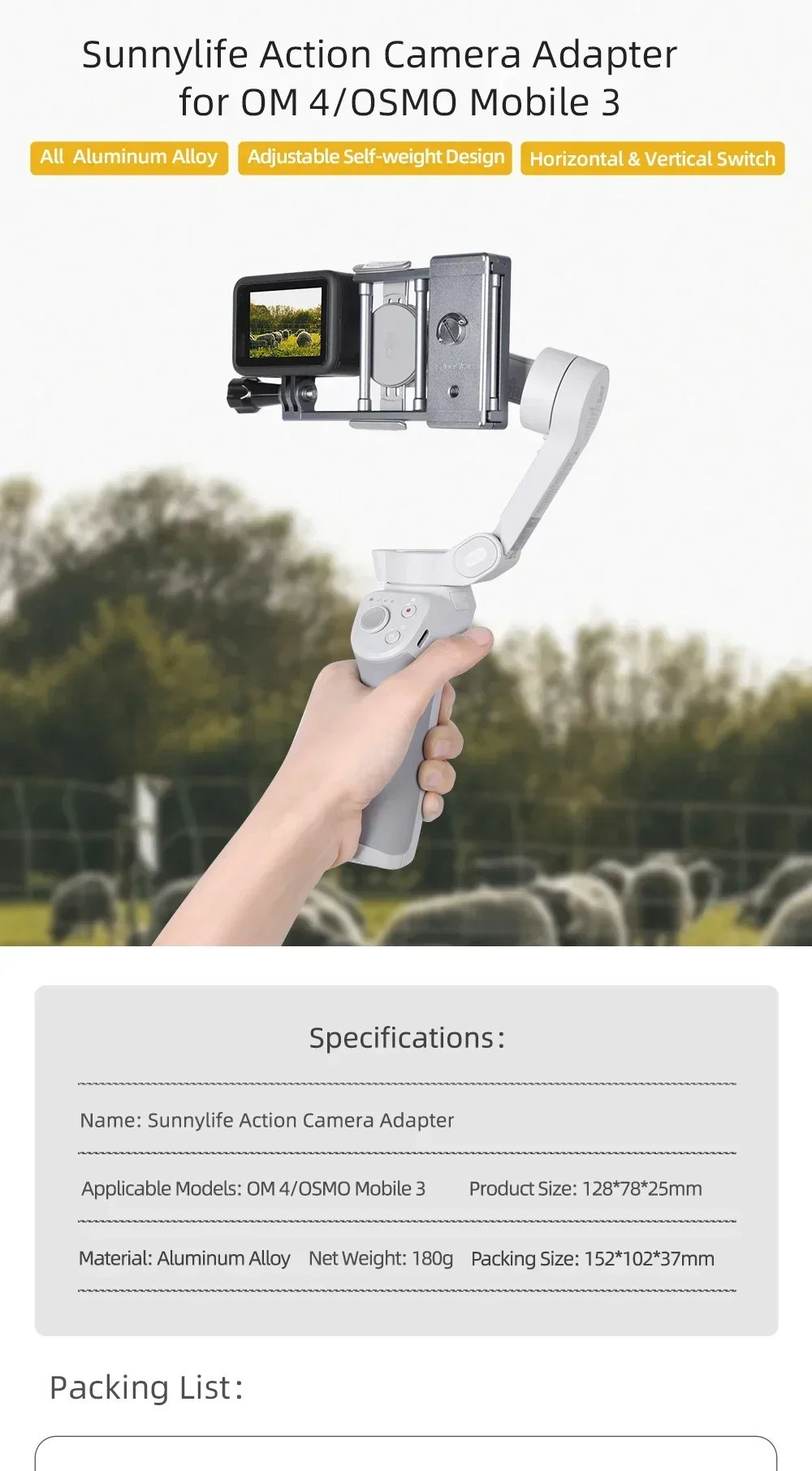 Handheld Adapter Switch Mount Plate for DJI Mobile 6/OM 5 for Insta360 Flow Camera Adapter for DJI Action 3 for Gopro 11
Handheld Adapter Switch Mount Plate for DJI Mobile 6/OM 5 for Insta360 Flow Camera Adapter for DJI Action 3 for Gopro 11