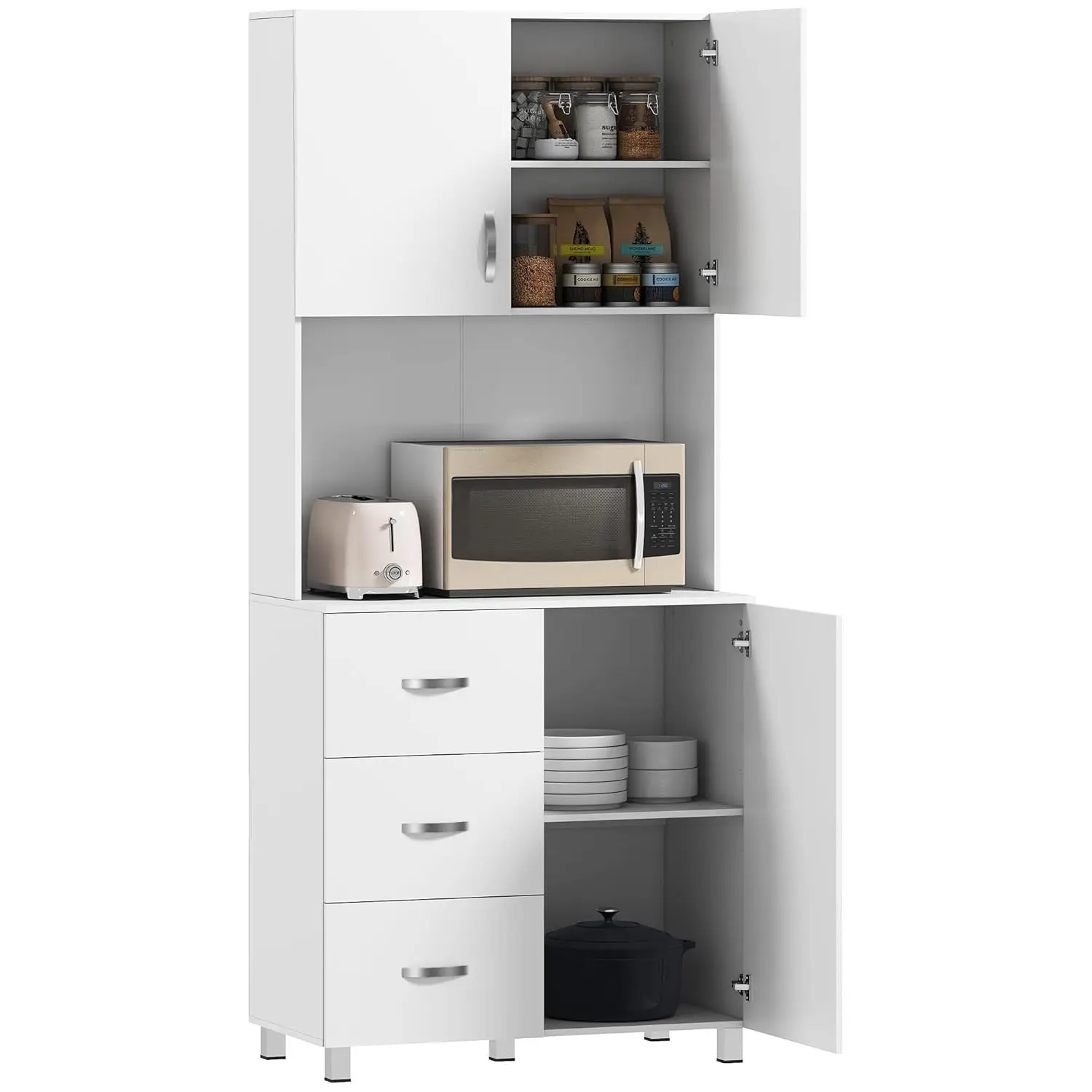 Freestanding Kitchen Pantry Buffet Hutch Storage Organizer 2 Door Cabinets 3 Drawers Adjustable Shelf White Customized
Freestanding Kitchen Pantry Buffet Hutch Storage Organizer 2 Door Cabinets 3 Drawers Adjustable Shelf White Customized