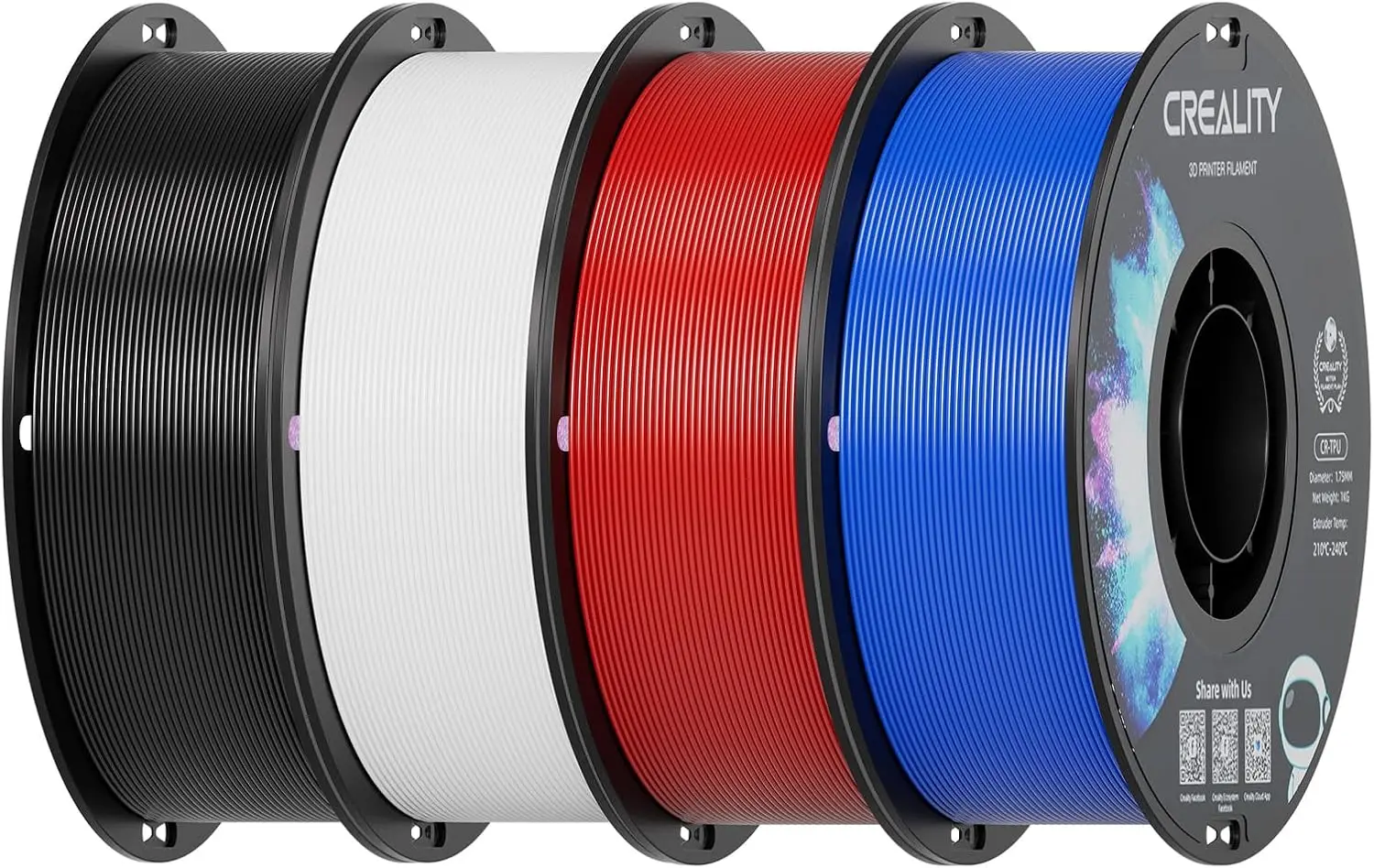 TPU 95A Flexible 3D Printer Filament 1.75mm, 4kg Pack, High Resilience & Elastic, Wear Resistant, 1kg(2.2lbs) per Spool
TPU 95A Flexible 3D Printer Filament 1.75mm, 4kg Pack, High Resilience & Elastic, Wear Resistant, 1kg(2.2lbs) per Spool