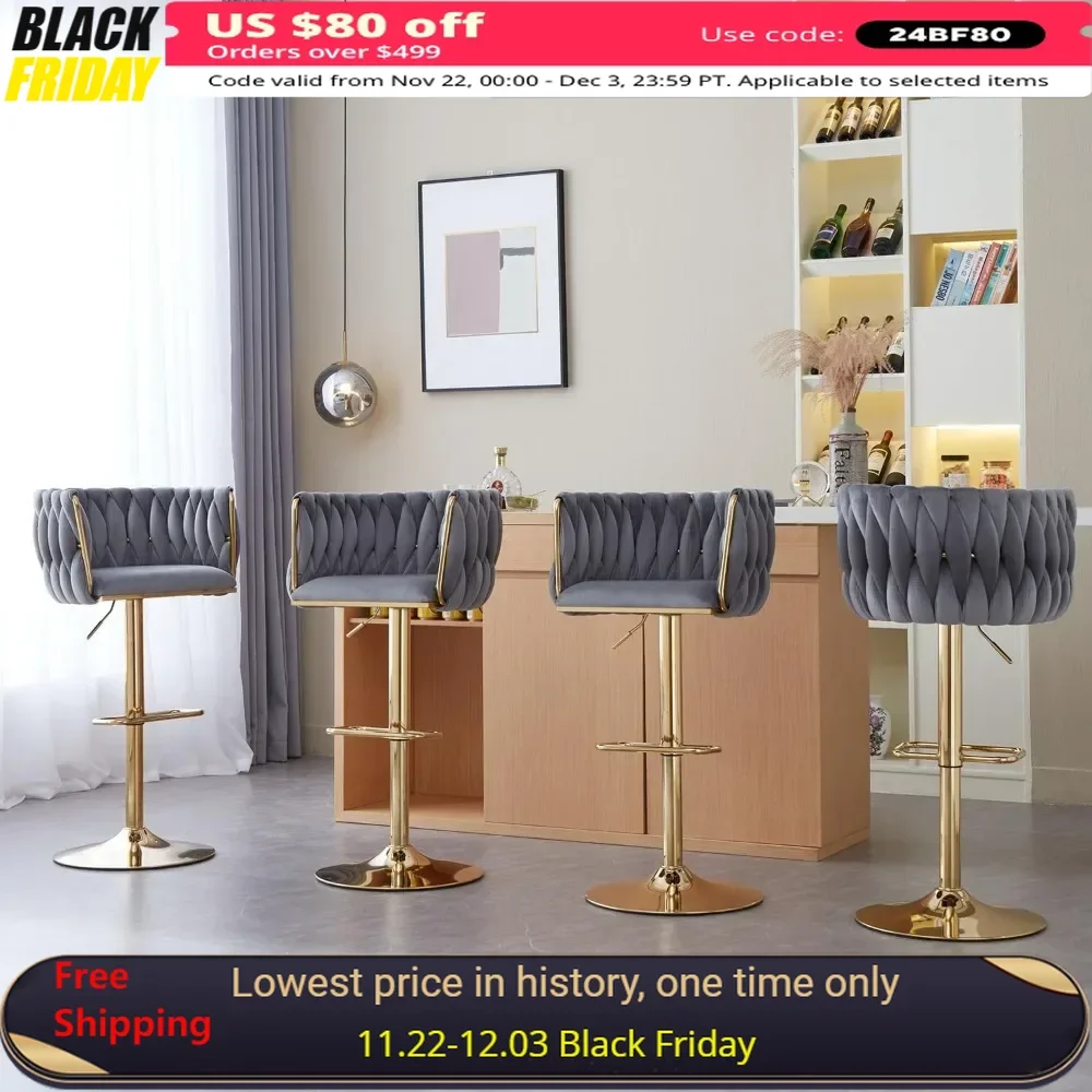 Bar Stool Set of 4, Adjustable Swivel Counter Height Chairs with Woven Back, Bar Stool
Bar Stool Set of 4, Adjustable Swivel Counter Height Chairs with Woven Back, Bar Stool