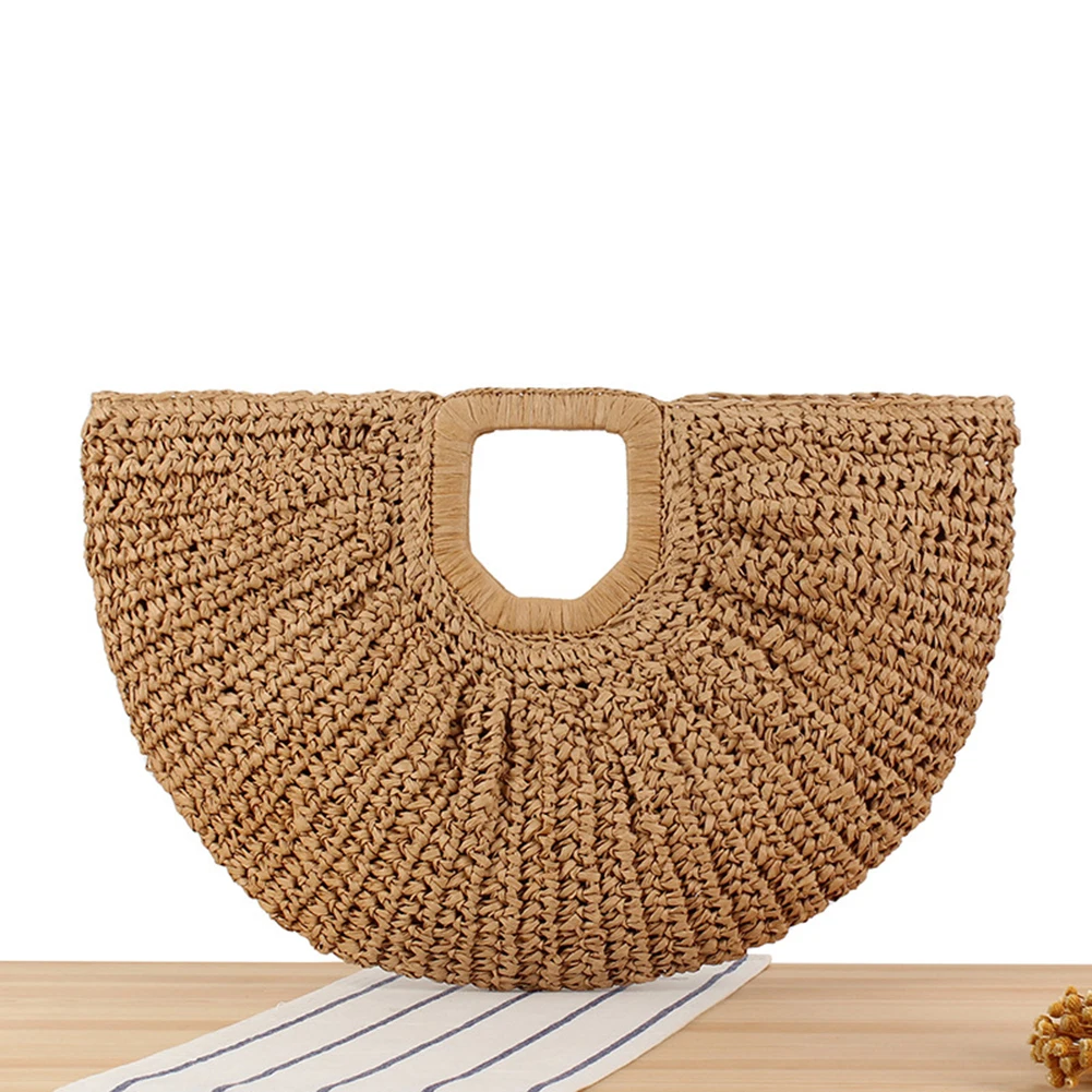 Women Hand-Woven Hobo Bag Large Capacity Half-Moon Straw Handbag Solid Color Simple Weaving Wrist Bag Female Daily Bag
Women Hand-Woven Hobo Bag Large Capacity Half-Moon Straw Handbag Solid Color Simple Weaving Wrist Bag Female Daily Bag