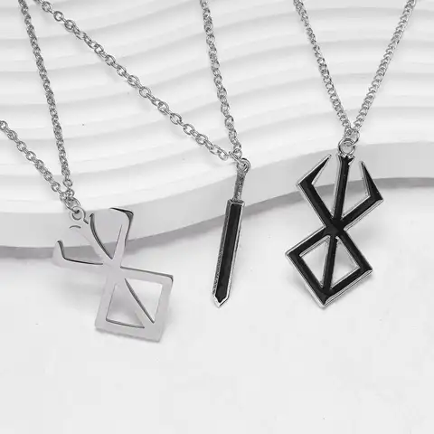 Fashion Anime Berserk Symbol Logo Necklace Guts Sword Logo Pendants Cosplay Jewelry Decoration Necklace Props Gifts