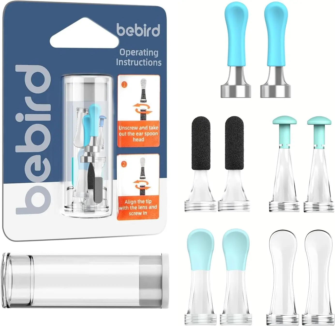 10 сменных насадок для влажной/сухой чистки восковых отложений - Набор аксессуаров для ушных ложек с новой спиральной структурой
10 сменных насадок для влажной/сухой чистки восковых отложений - Набор аксессуаров для ушных ложек с новой спиральной структурой