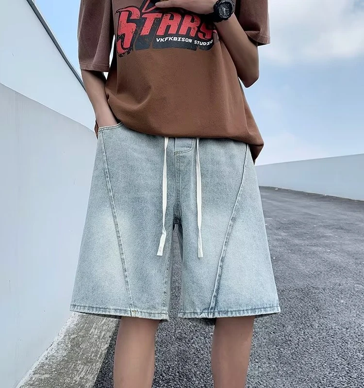 2024 Summer Men's Fashion Baggy Straight Denim Shorts Male Elastic Waist Short Jeans Men Streetwear Loose Knee Shorts F02
2024 Summer Men's Fashion Baggy Straight Denim Shorts Male Elastic Waist Short Jeans Men Streetwear Loose Knee Shorts F02