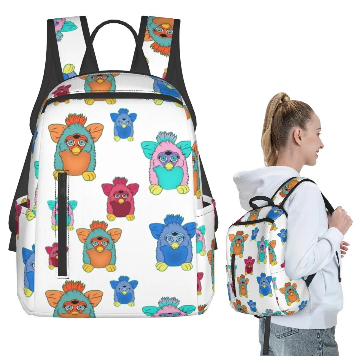 Рюкзак с рисунком Furby, студенческая сумка для книг, детская школьная сумка, сумки на плечо для компьютера, мужские и женские сумки
Рюкзак с рисунком Furby, студенческая сумка для книг, детская школьная сумка, сумки на плечо для компьютера, мужские и женские сумки