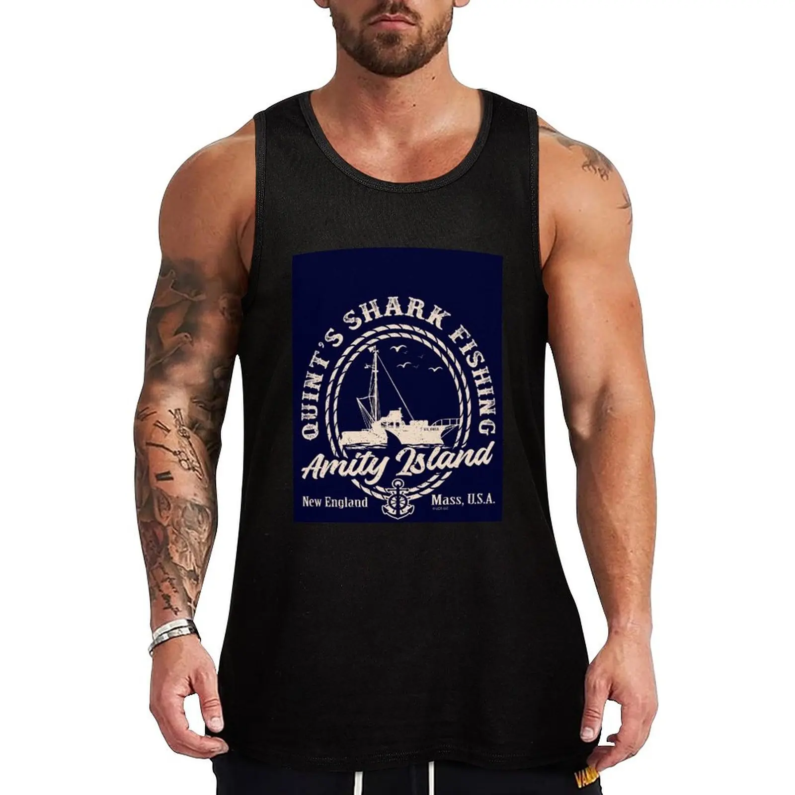 Quint's Shark Fishing (Universal  UCS LLC) Tank Top Working vest anime gym T-shirts men sleeveless shirt man gym 
Quint's Shark Fishing (Universal  UCS LLC) Tank Top Working vest anime gym T-shirts men sleeveless shirt man gym