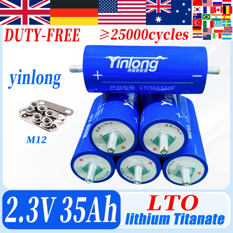 New 1-36pcs 2.3V 35Ah Grade A yinlong Lithium titanate LTO Battery 10C Electric Boat Solar Speaker Power Battery DIY 12V 24V 48V
New 1-36pcs 2.3V 35Ah Grade A yinlong Lithium titanate LTO Battery 10C Electric Boat Solar Speaker Power Battery DIY 12V 24V 48V