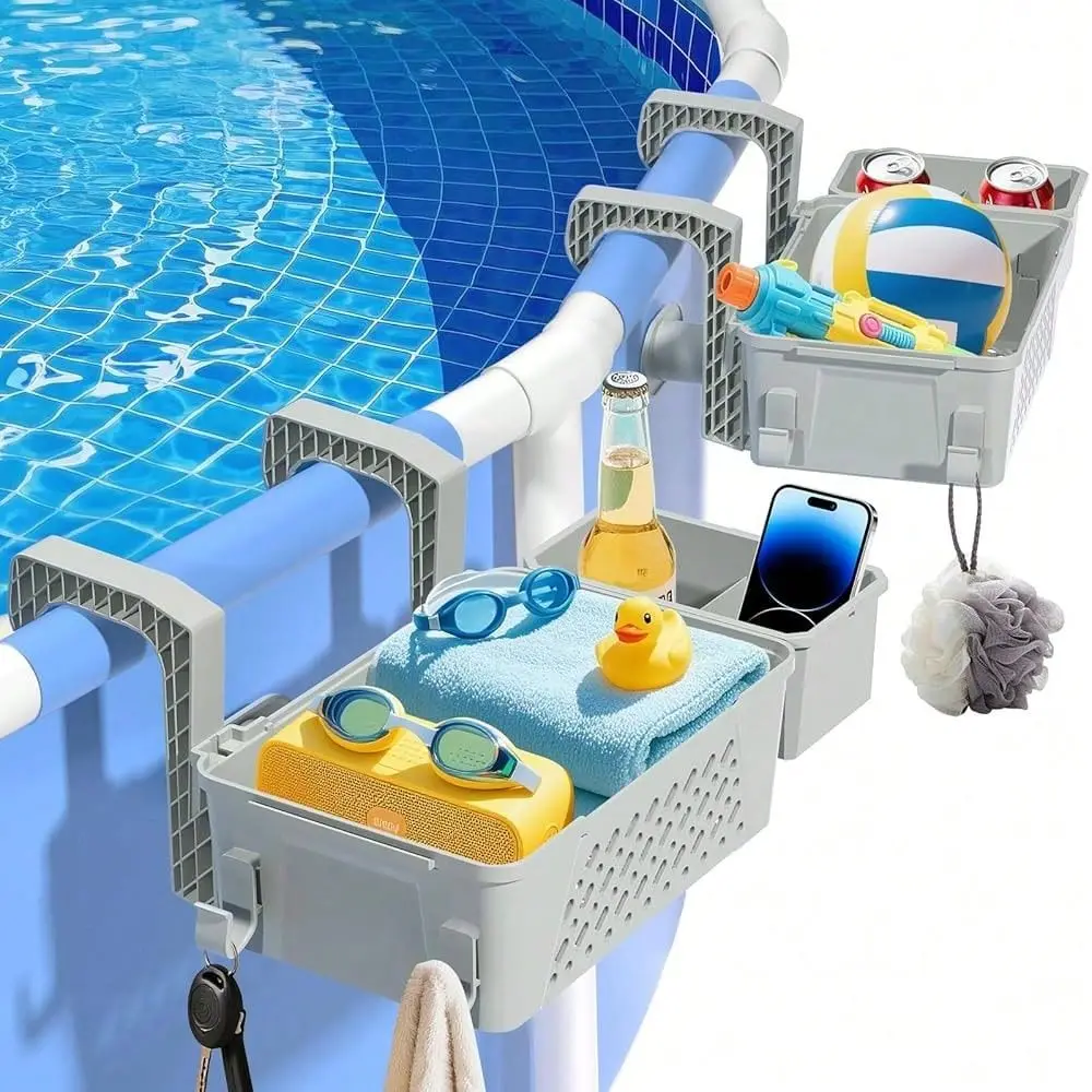 grade2Pack Poolside Storage Basket With Cup Holder, Above Ground Pool Accessories, 3In1 Swimming Pool Hanging Storage Baskets
grade2Pack Poolside Storage Basket With Cup Holder, Above Ground Pool Accessories, 3In1 Swimming Pool Hanging Storage Baskets
