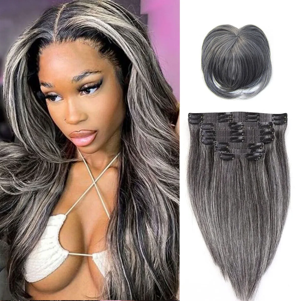 10Pcs/Set Silver Grey Synthetic Hairs Clip In Long Straight Natrual Thick Hairpieces For Women Cosplay Synthetic Hair Extensions
10Pcs/Set Silver Grey Synthetic Hairs Clip In Long Straight Natrual Thick Hairpieces For Women Cosplay Synthetic Hair Extensions