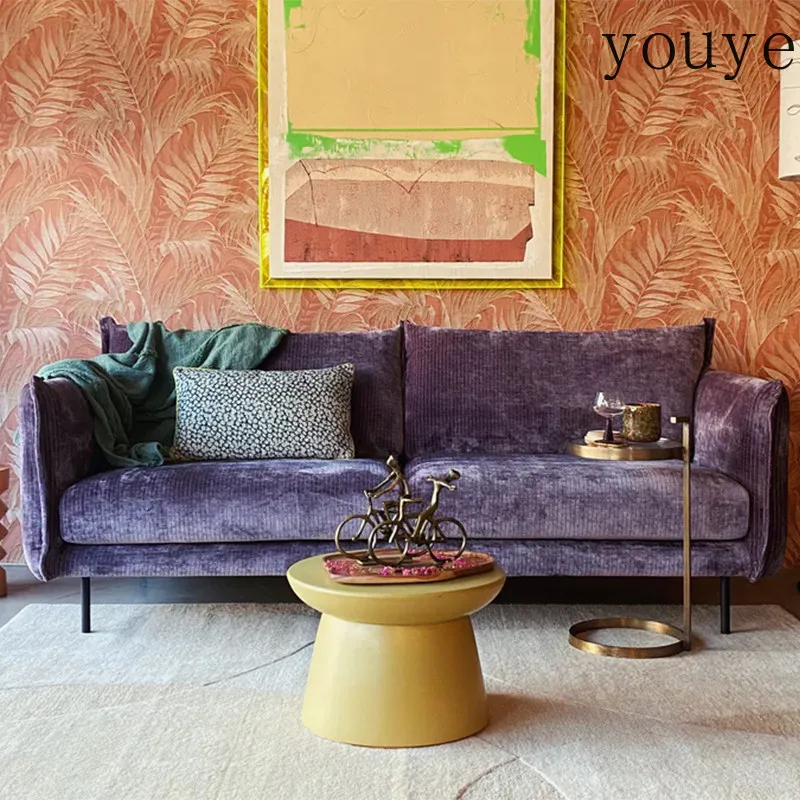 Retro purple chenille fabric sofa small apartment living room French removable and washable lazy sofa
Retro purple chenille fabric sofa small apartment living room French removable and washable lazy sofa