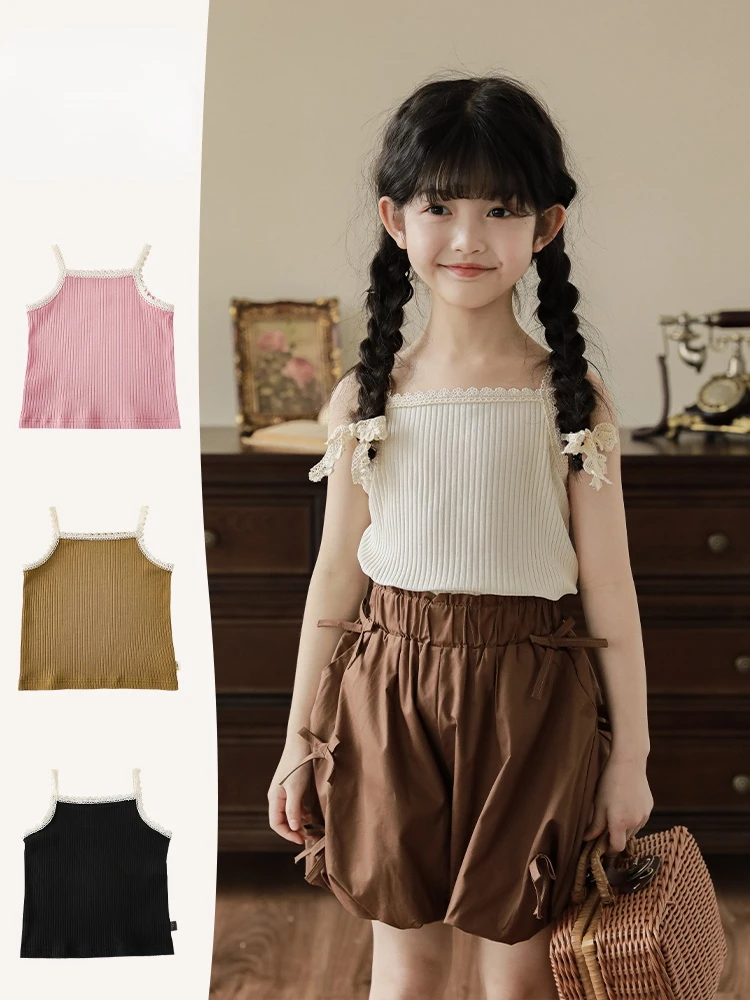 2023 Girls' Lace Suspender Summer New Children's Vest Children's Top Girls Clothes Cotton Tees
2023 Girls' Lace Suspender Summer New Children's Vest Children's Top Girls Clothes Cotton Tees