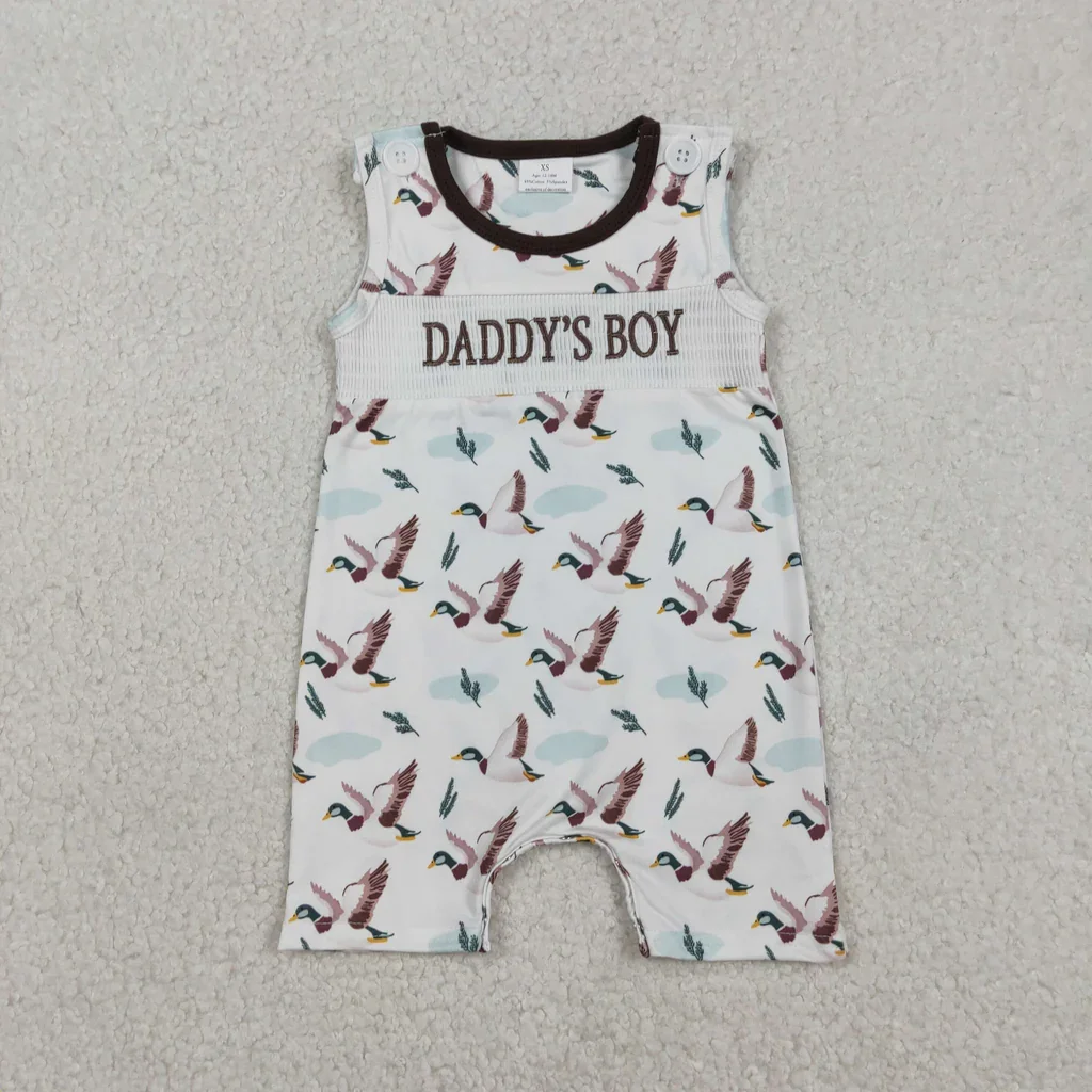 Smocked Daddy's Girl Mallard Ducks Bows Baby Boys Romper
Smocked Daddy's Girl Mallard Ducks Bows Baby Boys Romper