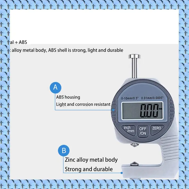NOCM 3X Digital Thickness Gauge Electronic Thickness Meter Measure Thickness Of Paper Cloth Thin Metal Micrometer 0.01Mm B
NOCM 3X Digital Thickness Gauge Electronic Thickness Meter Measure Thickness Of Paper Cloth Thin Metal Micrometer 0.01Mm B