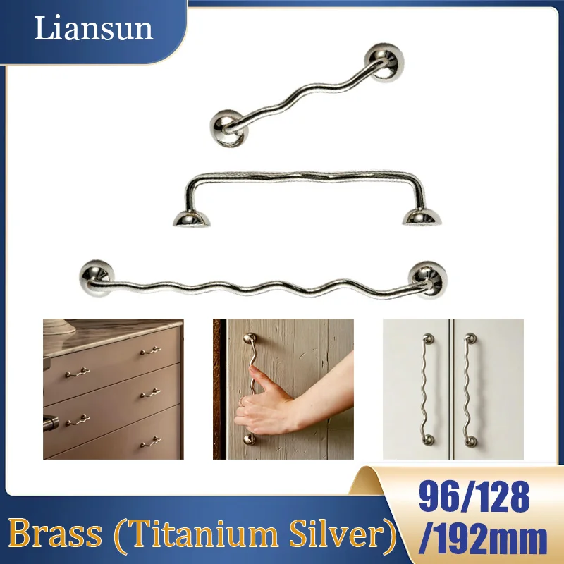 1PCS Titanium Silver Irregular Corrugated Handle Creative Brass Furniture Handle 96/128/192mm Hole Spacing Curved Cabinet Handle
1PCS Titanium Silver Irregular Corrugated Handle Creative Brass Furniture Handle 96/128/192mm Hole Spacing Curved Cabinet Handle