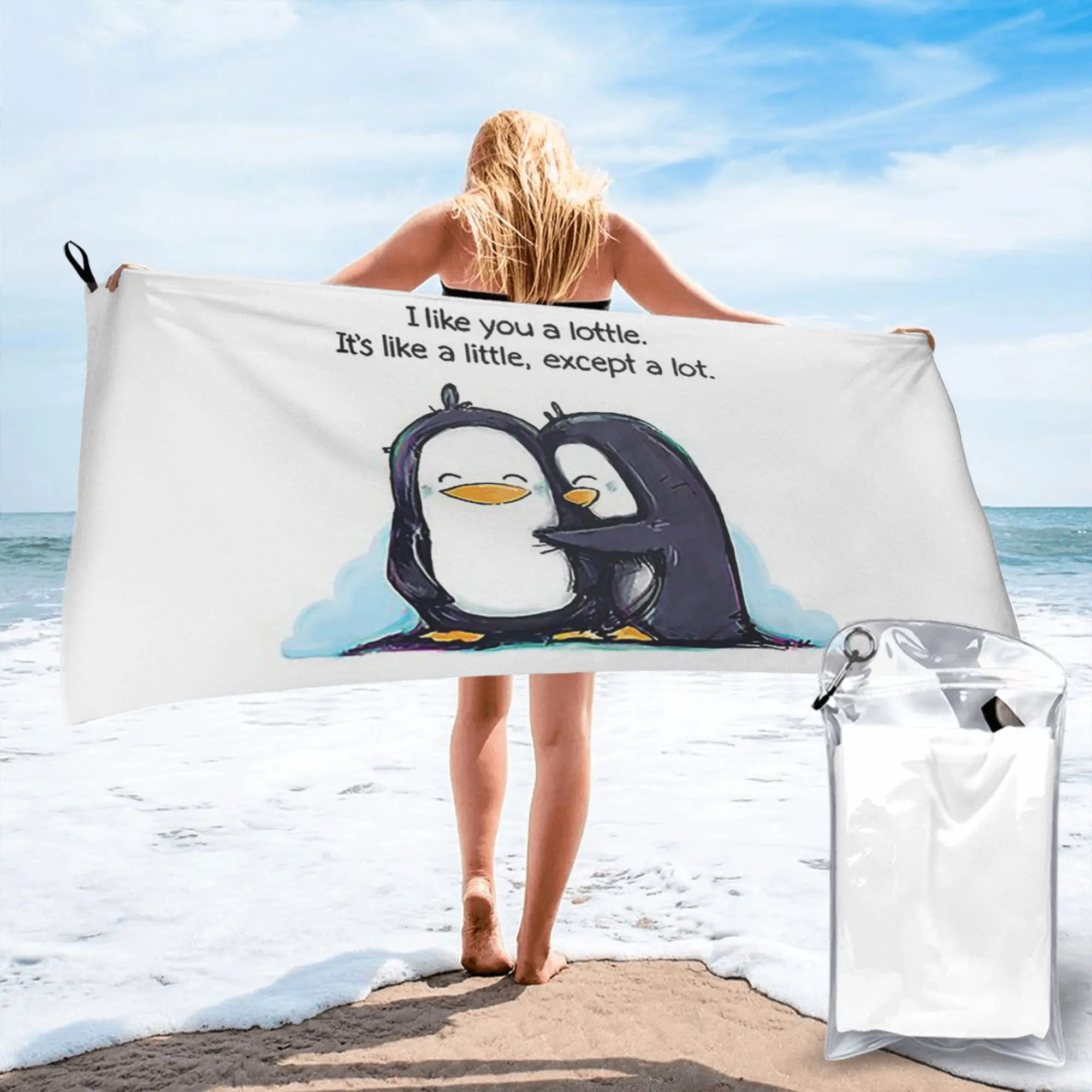 I Like You a Lottle Penguin Beach Towel Soft Microfiber Quick Dry Absorbent Quick Towels For Mountain Climbing
I Like You a Lottle Penguin Beach Towel Soft Microfiber Quick Dry Absorbent Quick Towels For Mountain Climbing