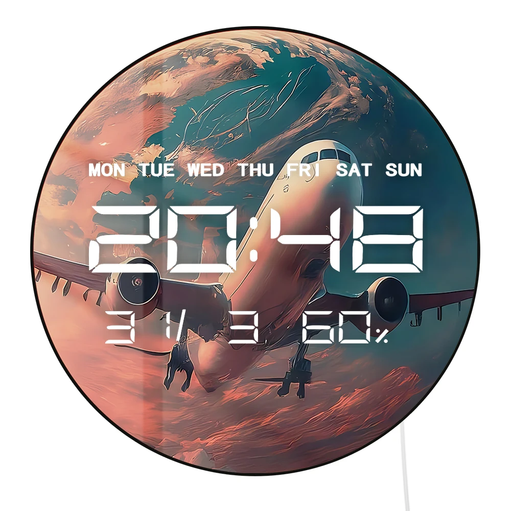 Flying Airplane Electronic Wall Clock Big Number LED Digtial Display with Calendar Date Temperature Humidity Aviation Home Decor
Flying Airplane Electronic Wall Clock Big Number LED Digtial Display with Calendar Date Temperature Humidity Aviation Home Decor