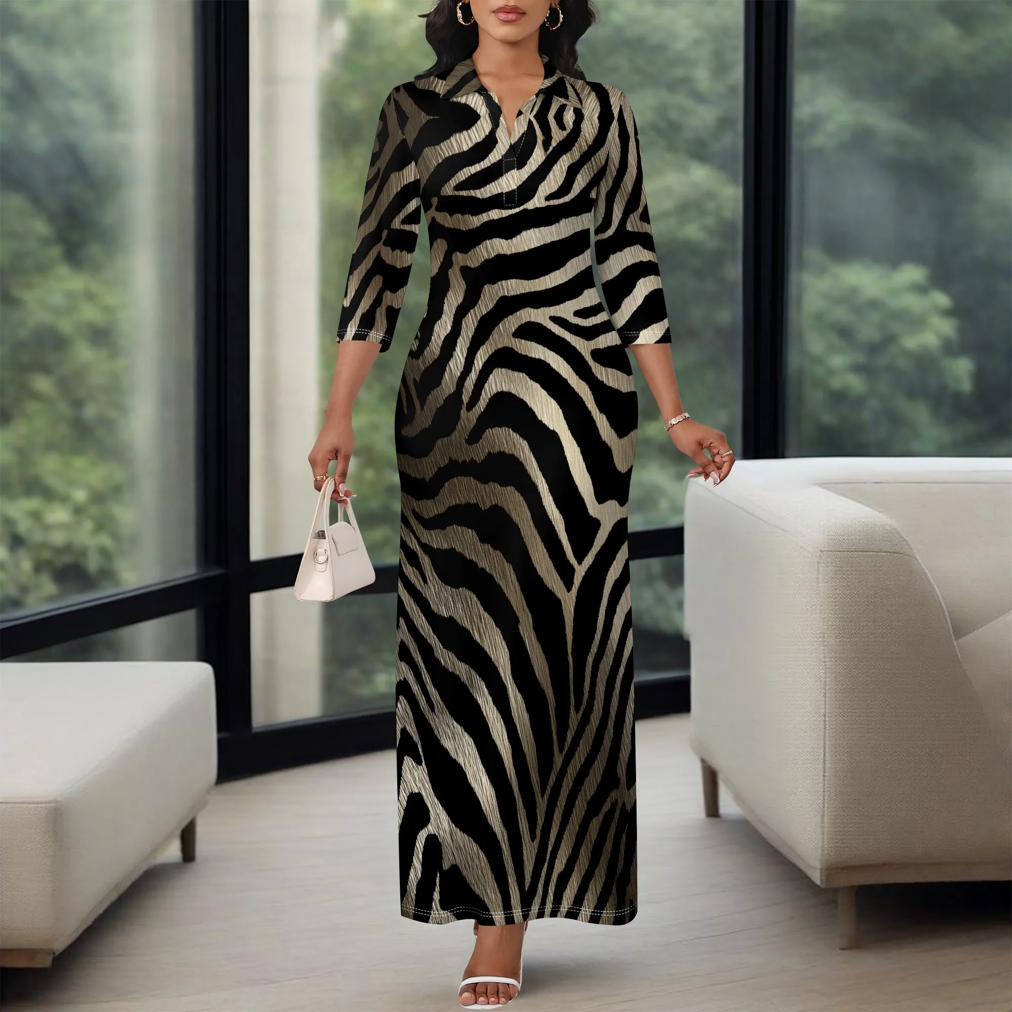 XS-3XL Zebra Print Zip Maxi Dress for Women Long Sleeve Sexy Elegant Style for Night Out, Birthday Party or Urban Fashion Look
XS-3XL Zebra Print Zip Maxi Dress for Women Long Sleeve Sexy Elegant Style for Night Out, Birthday Party or Urban Fashion Look