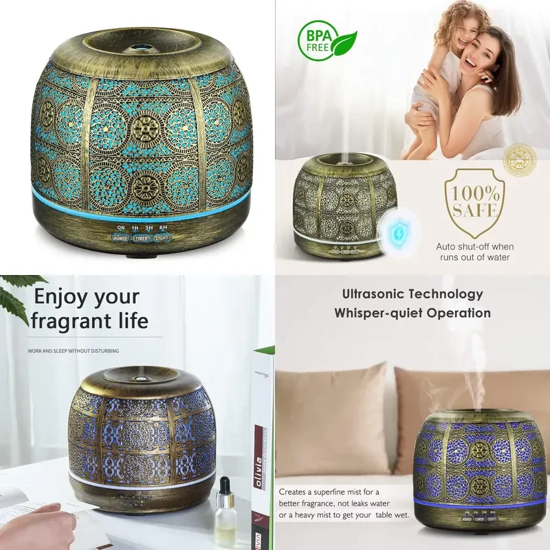 【CHIMU HOME】 500ml Metal Vintage Ultrasonic Cool Mist Humidifier with 7 Color LED Night Light Aromatherapy Essential Oils
【CHIMU HOME】 500ml Metal Vintage Ultrasonic Cool Mist Humidifier with 7 Color LED Night Light Aromatherapy Essential Oils
