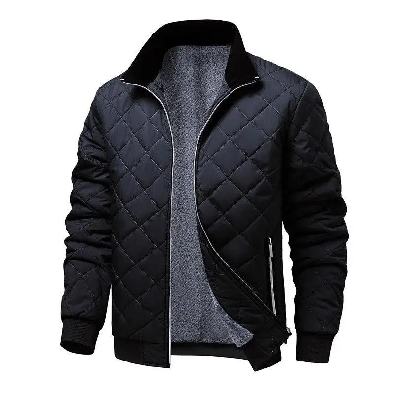 Thickened Fleece Lined Cotton Jacket Men's Winter Warm Stand Collar Casual Fashion Diamond Plaid Zipper Closure Long Coat
Thickened Fleece Lined Cotton Jacket Men's Winter Warm Stand Collar Casual Fashion Diamond Plaid Zipper Closure Long Coat