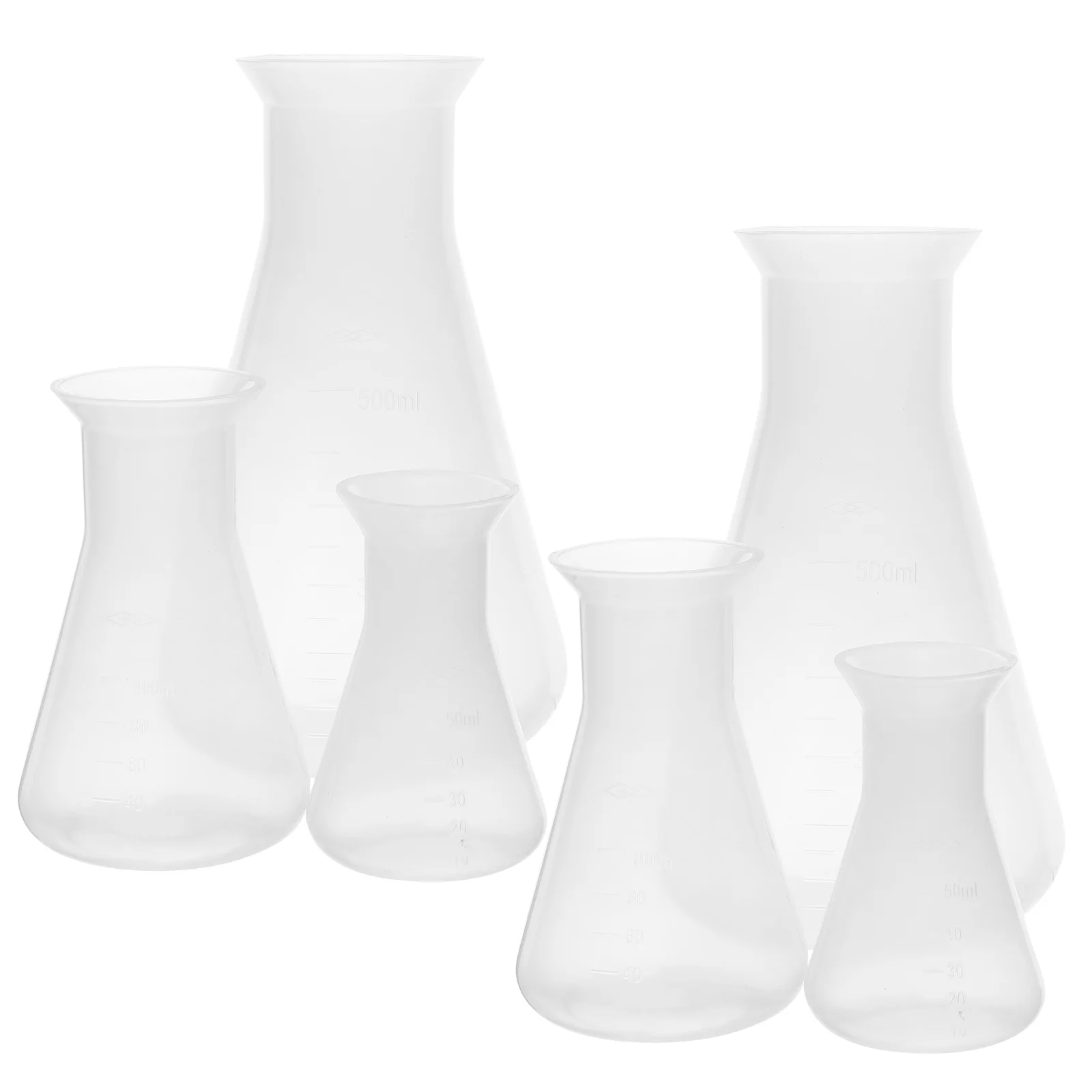 6Pcs Transparent Plastic Conical Flask for Lab Reagent Bottle with Embossed Scale 50 100 500ml Conical Flask Graduated Flasks
6Pcs Transparent Plastic Conical Flask for Lab Reagent Bottle with Embossed Scale 50 100 500ml Conical Flask Graduated Flasks