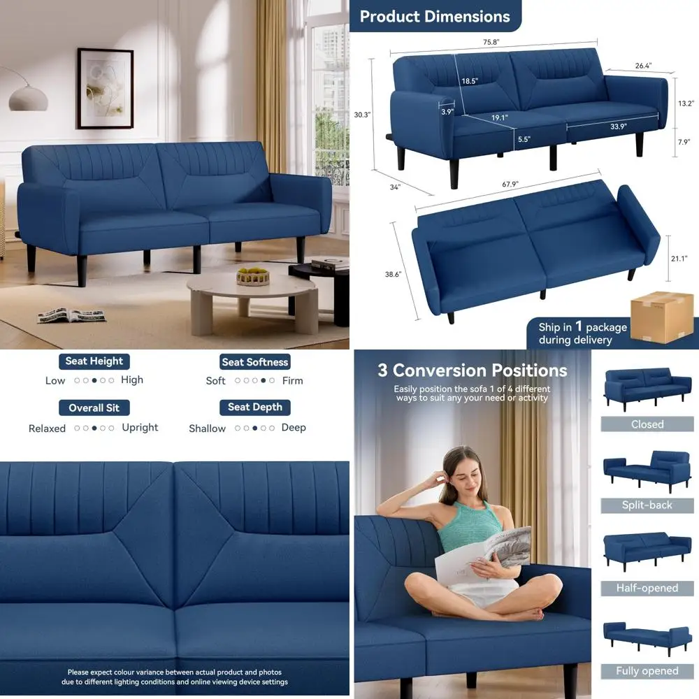 3 Seater Linen Fabric Futon Sofa Bed with Adjustable Backrests, Comfortable Convertible Sleeper Couch for Modern Living
3 Seater Linen Fabric Futon Sofa Bed with Adjustable Backrests, Comfortable Convertible Sleeper Couch for Modern Living