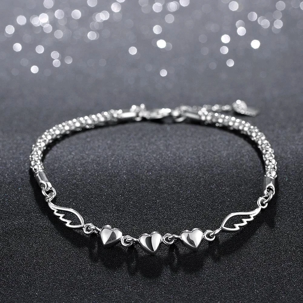 925 Sterling Silver Romantic Heart Love Bracelet For Woman Luxury Fashion Jewelry Party Wedding Accessories Gifts
925 Sterling Silver Romantic Heart Love Bracelet For Woman Luxury Fashion Jewelry Party Wedding Accessories Gifts