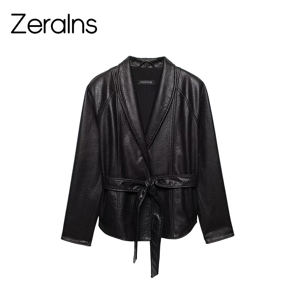 ZERAINS Spring new women's clothing minimalist style long sleeved high neck with waistband PU imitation leather effect jacket
ZERAINS Spring new women's clothing minimalist style long sleeved high neck with waistband PU imitation leather effect jacket