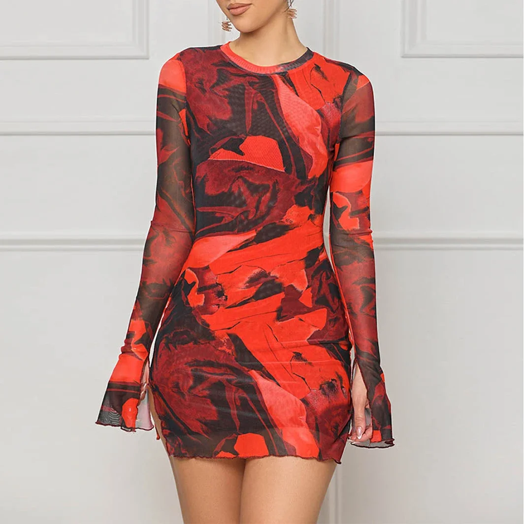 2024 Dresses For Women Nightclub High Stretch Mesh Round Neck Floral Print Dress Vestidos De Mujer Casual Elegant Mini Robe
2024 Dresses For Women Nightclub High Stretch Mesh Round Neck Floral Print Dress Vestidos De Mujer Casual Elegant Mini Robe