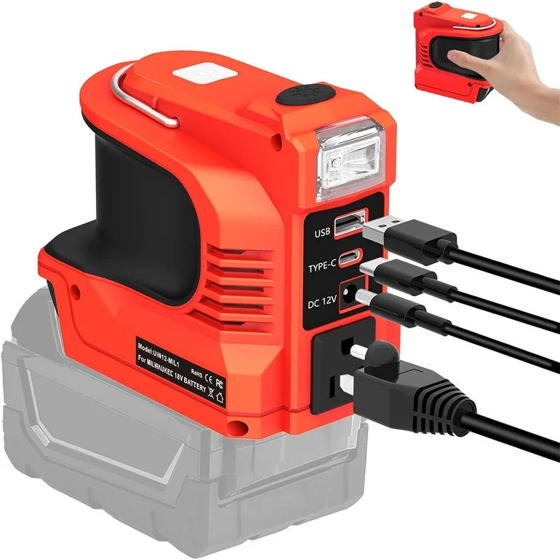 For Milwaukee 18V Battery Portable Power Inverter To AC 120V-220V Outdoor Mobile Lithium Battery Inverter Power Supply Tool
For Milwaukee 18V Battery Portable Power Inverter To AC 120V-220V Outdoor Mobile Lithium Battery Inverter Power Supply Tool