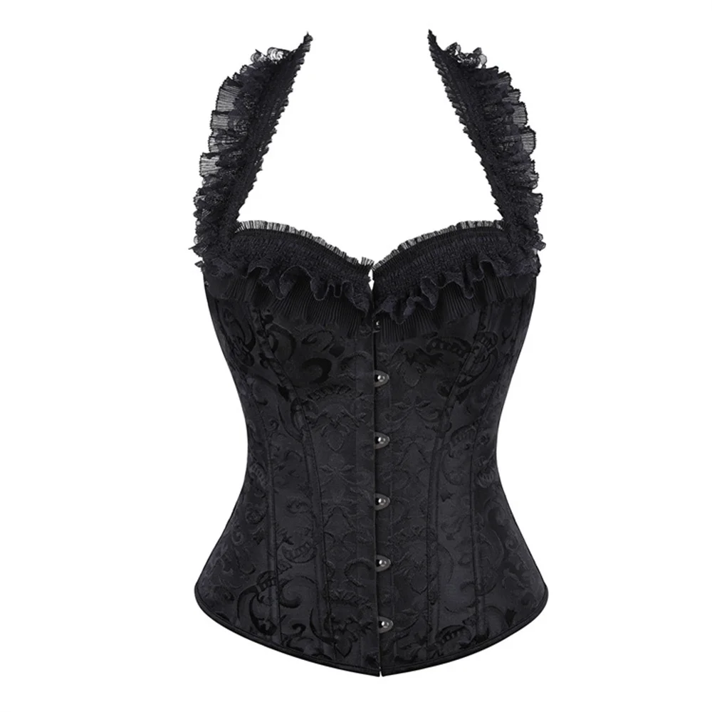 Black Jacquard Corsets Bustiers Tops Women Elastic Halter Sexy Bodice Vintage Lingerie Boned Slimming Shaper Overbust Corselet
Black Jacquard Corsets Bustiers Tops Women Elastic Halter Sexy Bodice Vintage Lingerie Boned Slimming Shaper Overbust Corselet