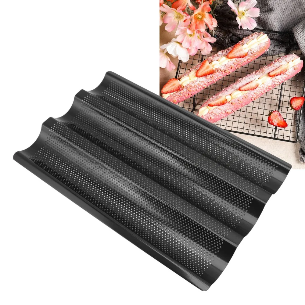 Stainless Steel Baguette Pan 3 Wave Loaves Non-Stick French Bread Pan Food-Grade Perforated U Shape French Bread Baking Pan
Stainless Steel Baguette Pan 3 Wave Loaves Non-Stick French Bread Pan Food-Grade Perforated U Shape French Bread Baking Pan