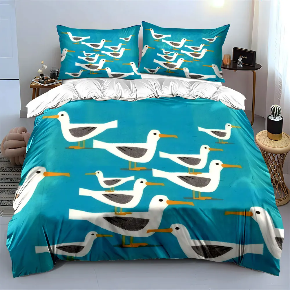 3Pcs Seagulls on Blue Bedding Set, Minimalist Coastal Print Duvet Cover + 2 Pillowcases, Nautical Decor
3Pcs Seagulls on Blue Bedding Set, Minimalist Coastal Print Duvet Cover + 2 Pillowcases, Nautical Decor