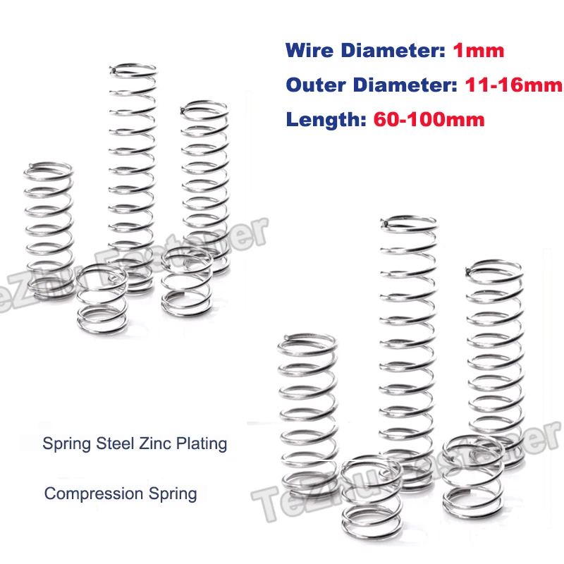 5/10pcs/Lot Zinc Plating Compression Spring Y Type Pressure Springs Wire Dia 1mm Outer Dia 11-16mm Length60 70 80 90 100mm
5/10pcs/Lot Zinc Plating Compression Spring Y Type Pressure Springs Wire Dia 1mm Outer Dia 11-16mm Length60 70 80 90 100mm