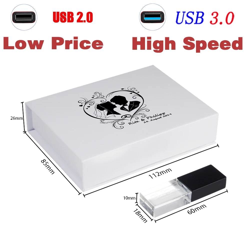 White Paper Box + Crystal USB Flash Drive 64GB Pen Drive 128GB High Speed Select 3.0 Low Price Select 2.0 Memory Stick Free LOGO
White Paper Box + Crystal USB Flash Drive 64GB Pen Drive 128GB High Speed Select 3.0 Low Price Select 2.0 Memory Stick Free LOGO