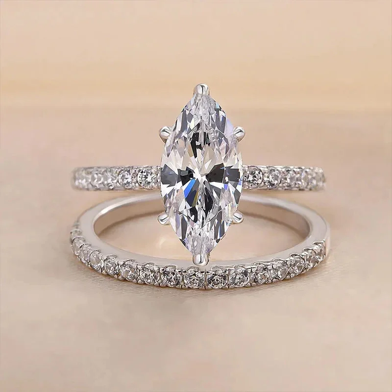Huitan Exquisite Crystal Marquise Cubic Zirconia Set Rings Women for Wedding Party Luxury Trendy Female Rings 2Pcs Set Jewelry
Huitan Exquisite Crystal Marquise Cubic Zirconia Set Rings Women for Wedding Party Luxury Trendy Female Rings 2Pcs Set Jewelry