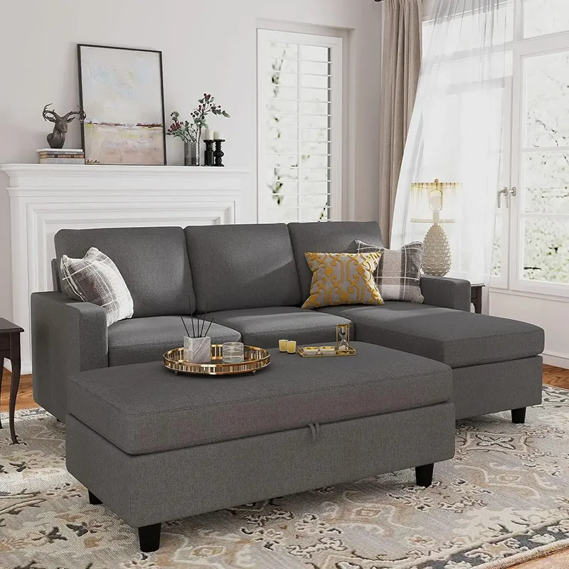 Living Room Sofa,Reversible Sectional Chaise Longue Linen Fabric Apartment Sectional Light Grey,L-shaped Couch Balcony Furniture
Living Room Sofa,Reversible Sectional Chaise Longue Linen Fabric Apartment Sectional Light Grey,L-shaped Couch Balcony Furniture