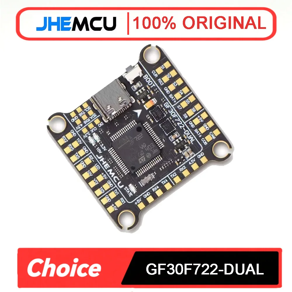 JHEMCU GF30F722 Dual F722 Flight Controller - Dual BEC, Dual Gyro, 3-6S Input, 30.5x30.5mm for FPV Freestyle Drones
JHEMCU GF30F722 Dual F722 Flight Controller - Dual BEC, Dual Gyro, 3-6S Input, 30.5x30.5mm for FPV Freestyle Drones
