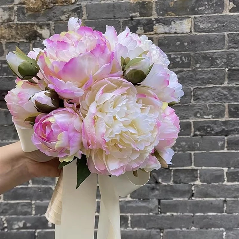 JaneVini Artificial Gradient Pink Peony Bridal Bouquets Wedding Bride Holding Flowers Ribbon Accessories Buquet Novia Boeket
JaneVini Artificial Gradient Pink Peony Bridal Bouquets Wedding Bride Holding Flowers Ribbon Accessories Buquet Novia Boeket