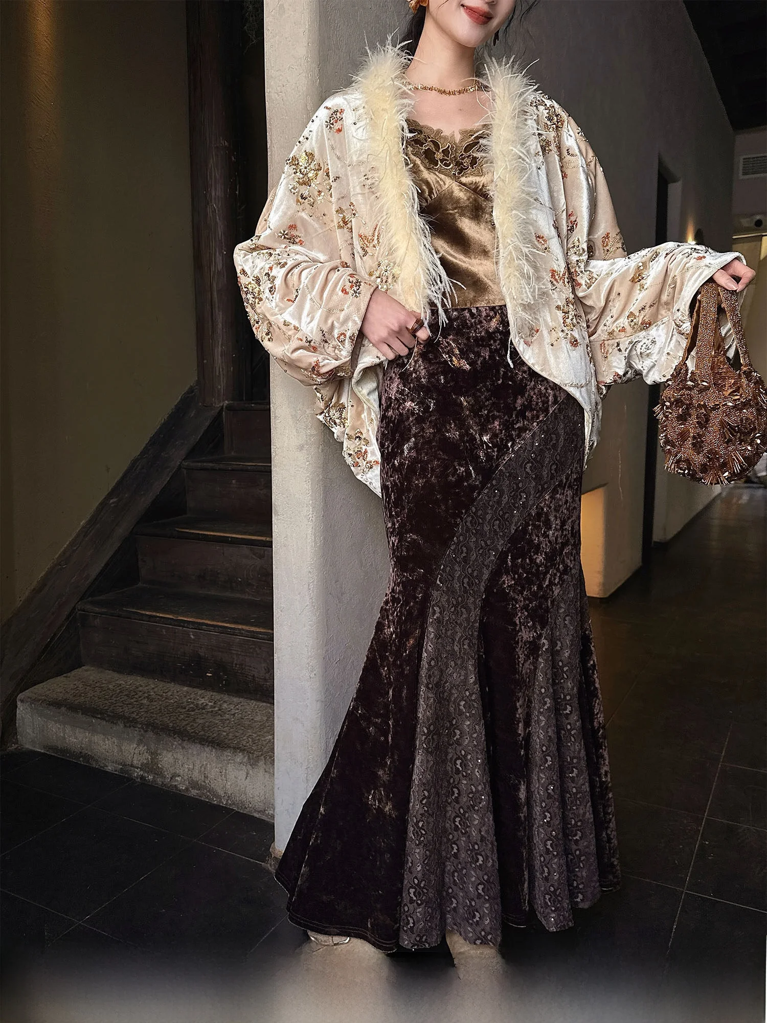 Sange Bla Flower【Tinglan】Lace Fi Tail f Godd Skirt Velvet Gold Embroidery Winter Women's Sle 2025 New Arrival
Sange Bla Flower【Tinglan】Lace Fi Tail f Godd Skirt Velvet Gold Embroidery Winter Women's Sle 2025 New Arrival
